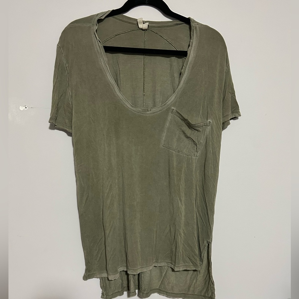 We the Free Free People Green Slouchy distressed Tee